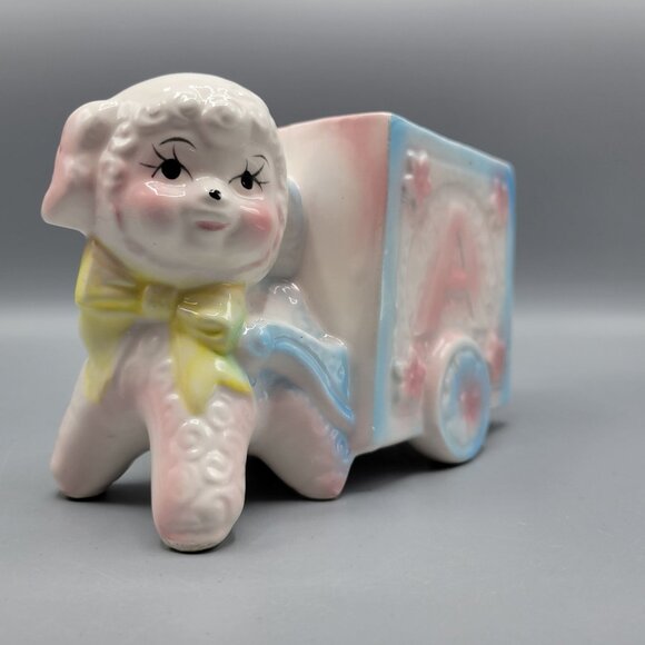 Vintage Ceramic Lamb Nursery Planter Figurine Anthropomorphic Pastel Colors - Picture 2 of 12